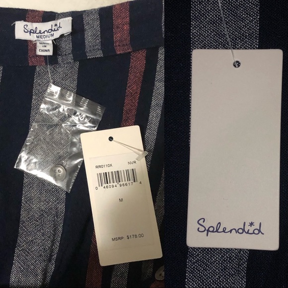 NWT! Splendid Jumpsuit. Striped Navy - Picture 5 of 6